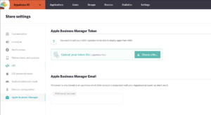 Apple Business Manager settings on Appaloosa