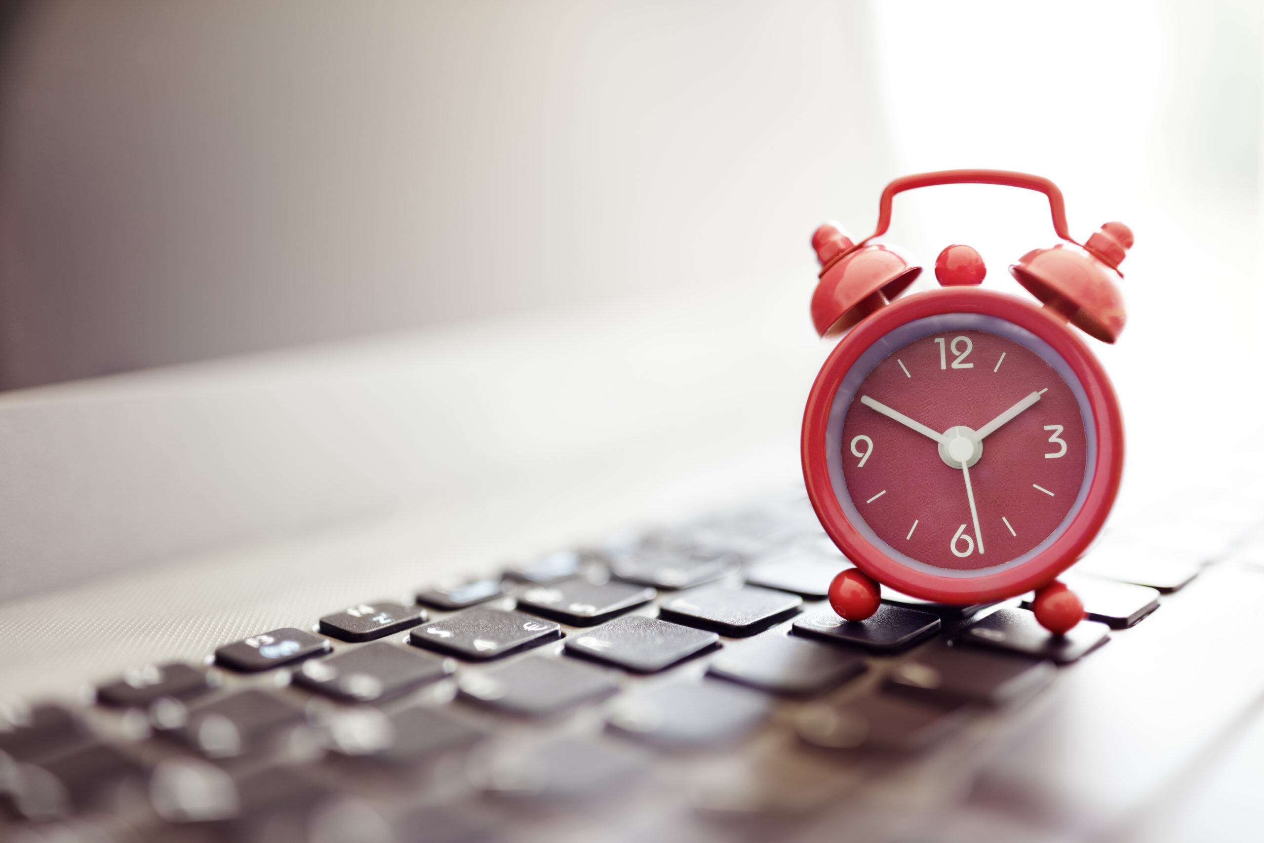 A clock on computer that run app center