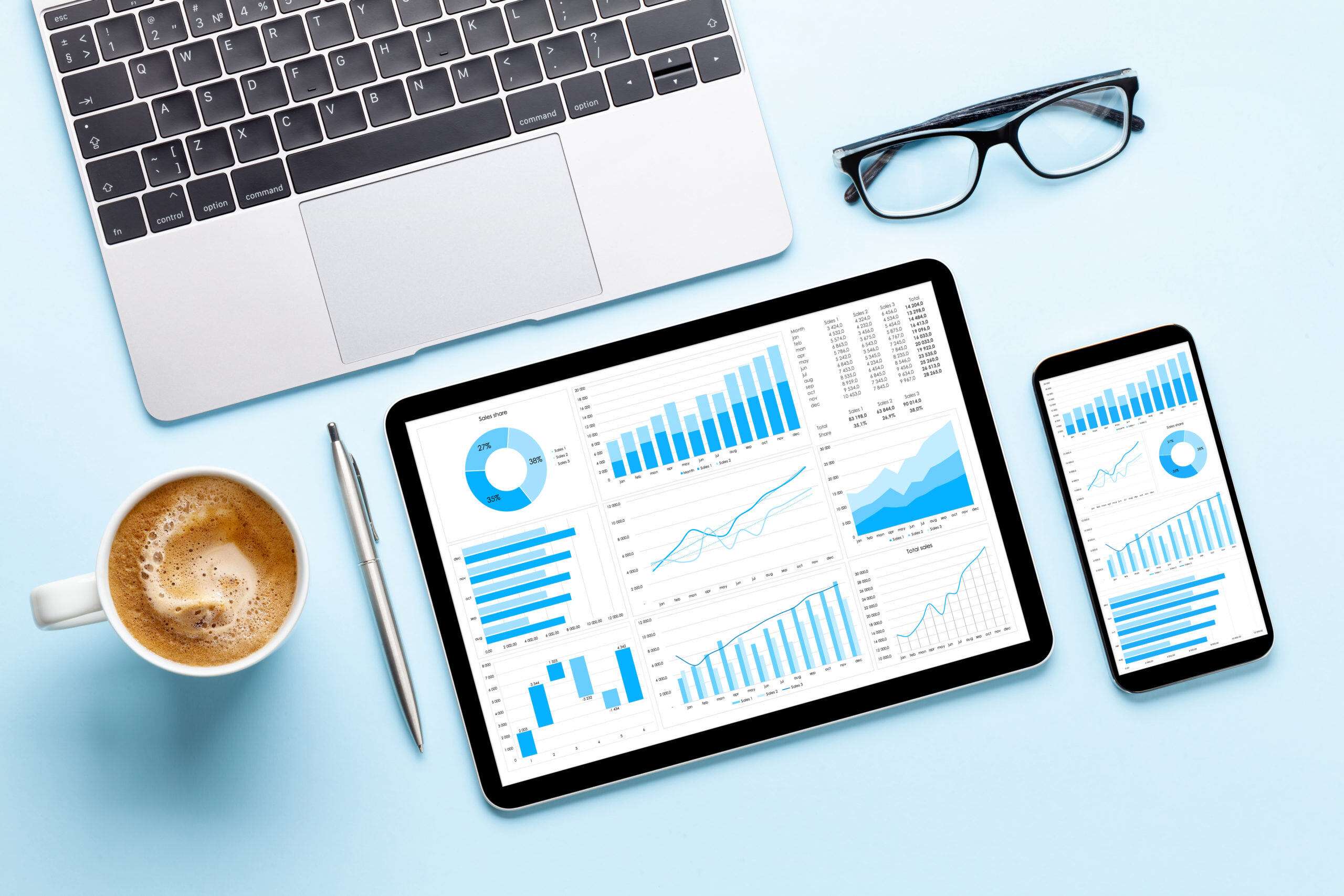 data comparing app center on phone and computer