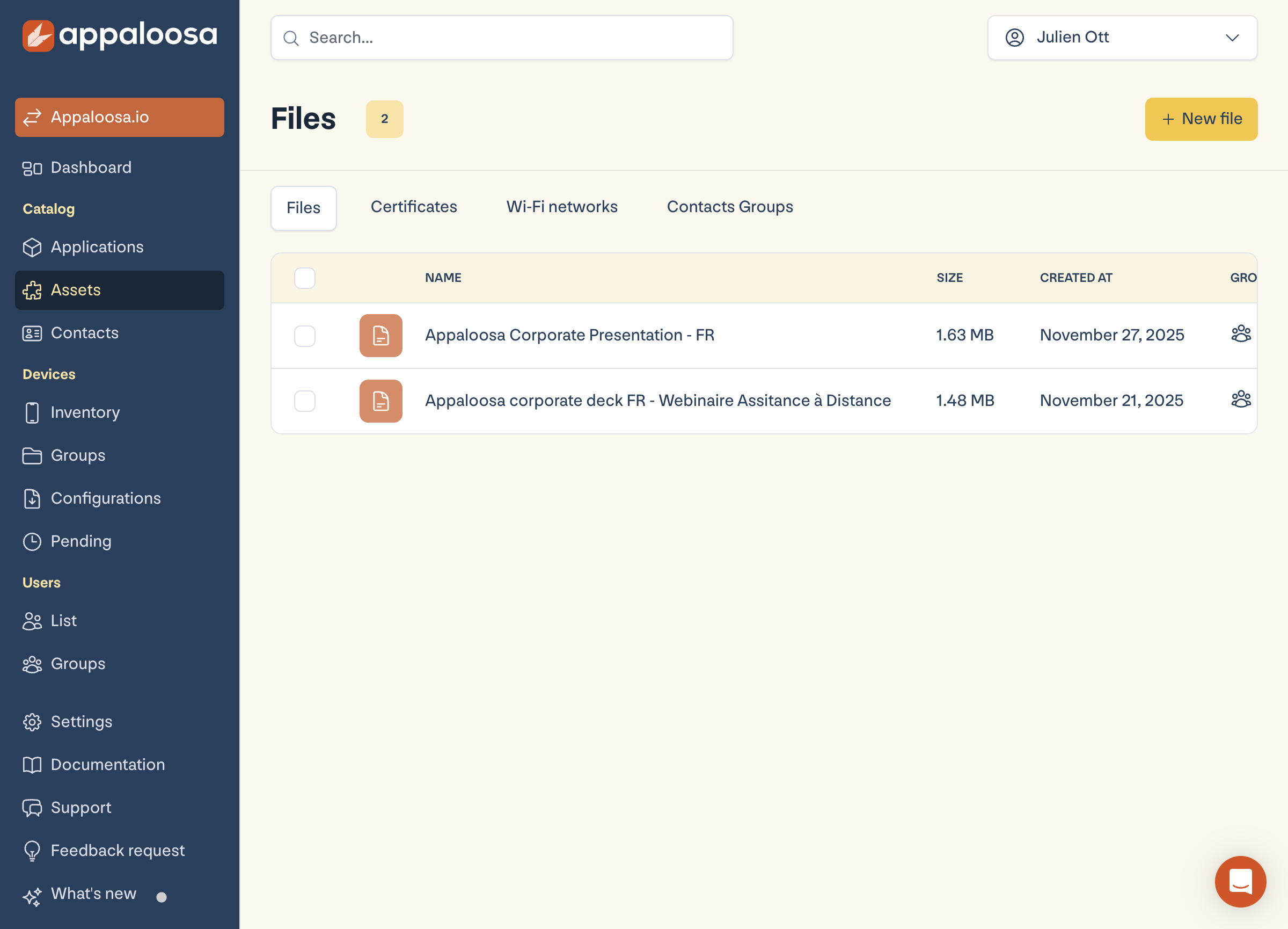 Corporate contact groups to sync to devices in Appaloosa